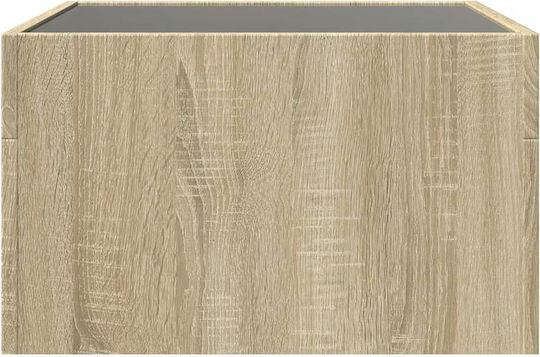 Square Glass Side Table Sonoma Oak 50x50x30 cm