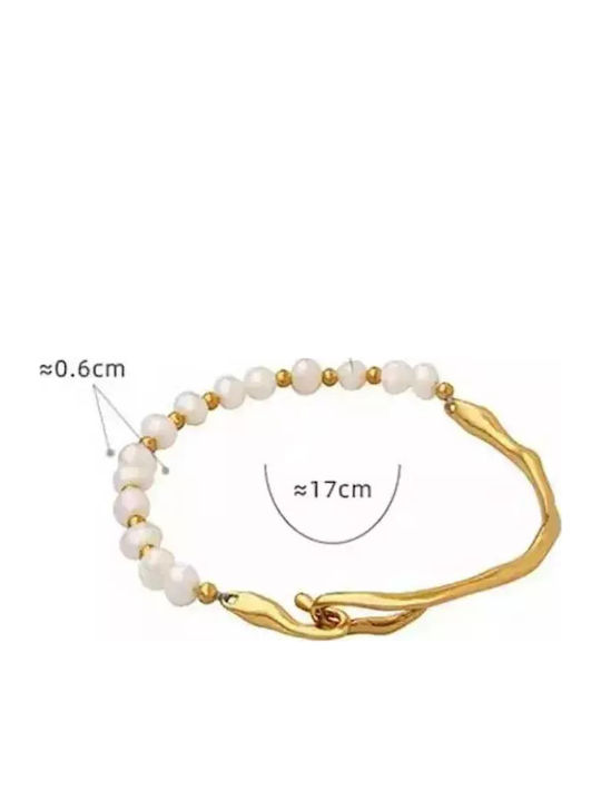 Bode Women's Bracelet Chain made of Steel Gold Plated with Pearls