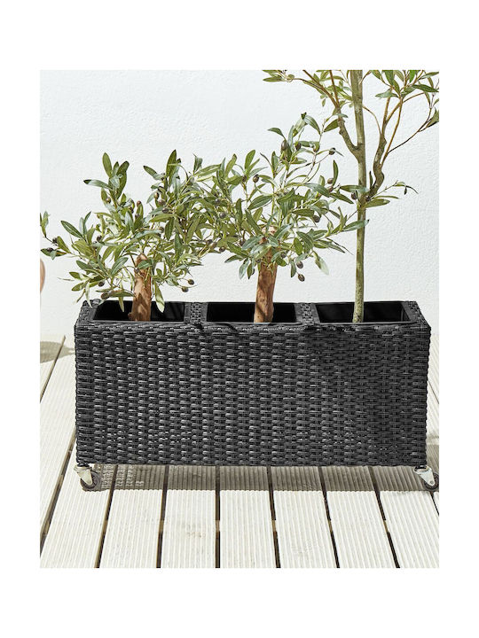 Beliani Plastic Planter Box Black 82cm