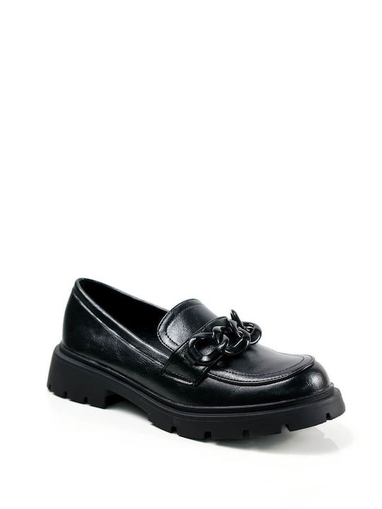 Ligglo Patent Leather Women's Loafers in Black Color