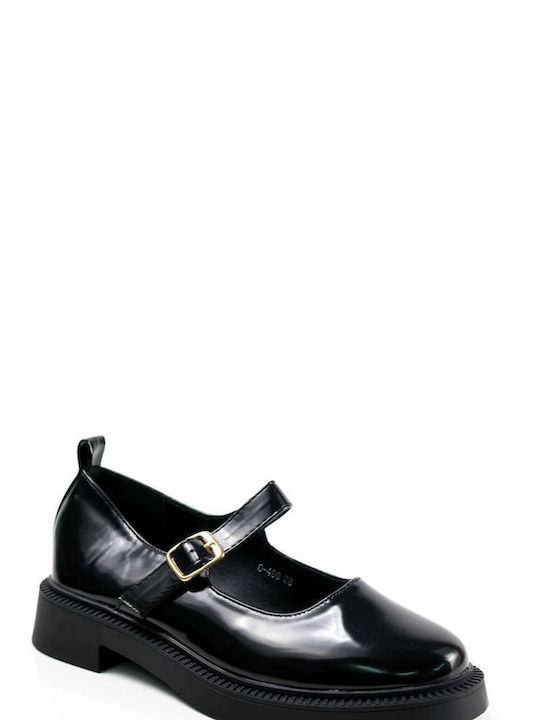 Ligglo Patent Leather Women's Loafers in Black Color