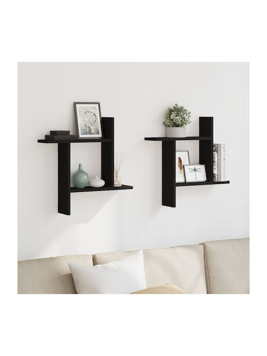 Shelves Wall Black 2pcs 50x12x50cm