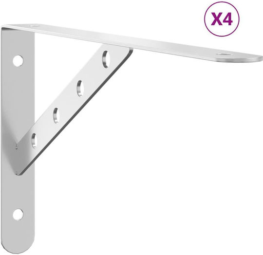 vidaXL Heavy-Duty Stainless Steel Shelf Brackets Silver 30x25mm 4pcs 30299
