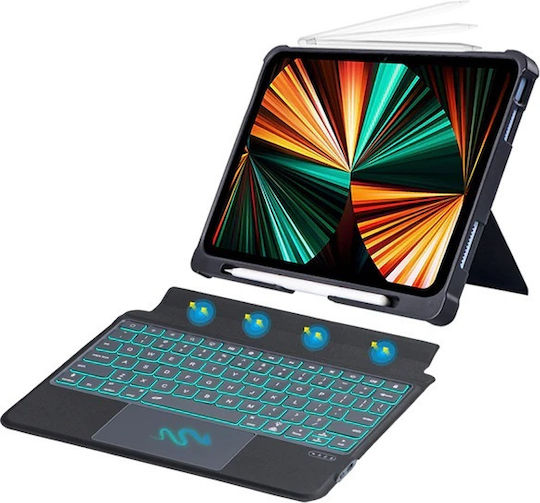 Flip Cover cu Tastatură Gri (iPad 2022 10.9'' - iPad 2022 10,9" / iPad Air 2020/2022 / iPad Pro 2018 11" / iPad Pro 2020 11" / iPad Pro 2021 11" / iPad Pro 2022 11'')