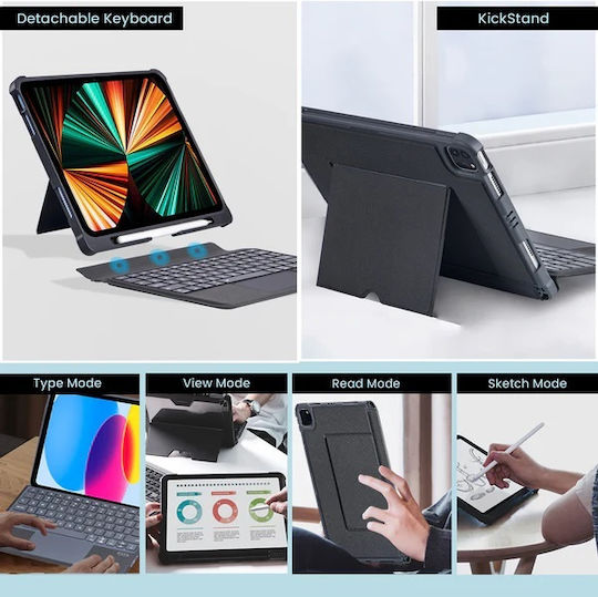 Flip Cover cu Tastatură Gri (iPad 2022 10.9'' - iPad 2022 10,9" / iPad Air 2020/2022 / iPad Pro 2018 11" / iPad Pro 2020 11" / iPad Pro 2021 11" / iPad Pro 2022 11'')