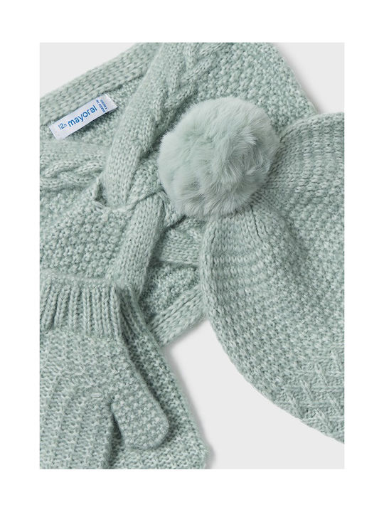 Mayoral Σκουφος Kids Beanie Set with Scarf Knitted Turquoise