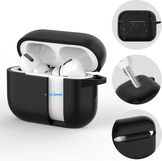 Tech-Protect Case Silicone with Hook in Black color for Apple AirPods Pro