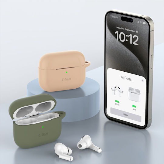 Tech-Protect Silicone Hook Θήκη Σιλικόνης με Γάντζο Cafe Latte για Apple AirPods Pro 2