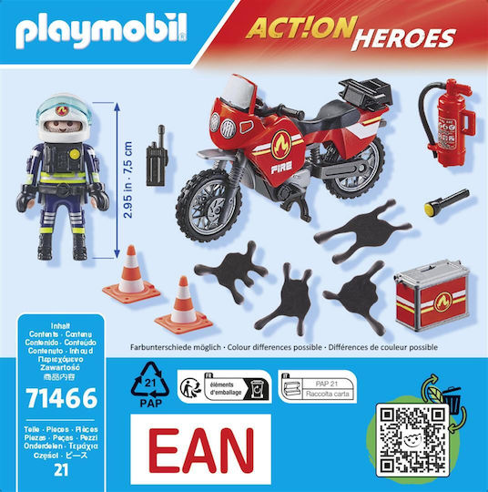 Playmobil Екшън герои Пожарникар с мотоциклет за 4-10 години
