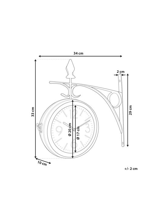 Beliani Ceas de Perete Argintiu Ø22cm