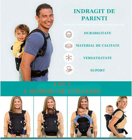 Κλασικός Μάρσιπος Baby Carrier 4 in 1 Μαύρο με Μέγιστο Βάρος 15kg