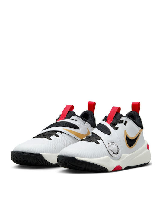 Hustle Hustle Kids Sports Shoes Basketball with Hoop & Loop Closure White