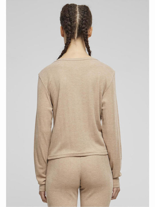 Women's Knitted Cardigan Beige Melange