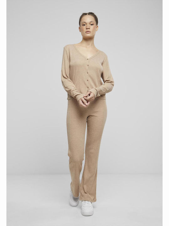 Women's Knitted Cardigan Beige Melange