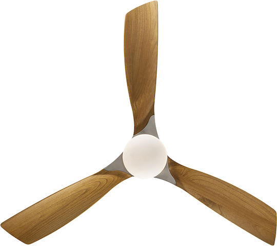 Schuller Ceiling Fan 132cm with Light Fixture Brown / Silver