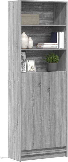 Bodenstehende Wohnzimmer Vitrine aus Spanplatte Grau mit LED-Beleuchtung 69x32,5x200 cm