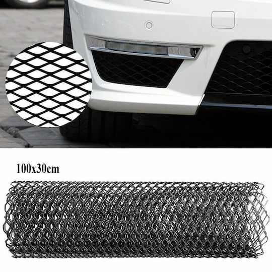 Universal Aluminum Bumper Mesh 100x30cm Black 1 Piece