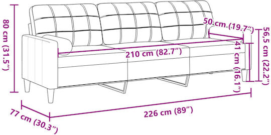 Canapea Cu Trei Locuri Taupe Cu Perne Decorative 226x77x80cm