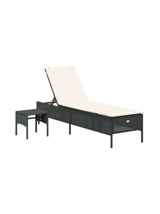 Градински И Басейнови Шезлонги Rattan С Черно Маса 3 Бройки 198x55x39см