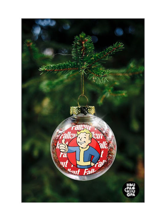 Ornament de Crăciun Fallout Vault Boy pentru brad, umplutură roșie transparentă, 8cm