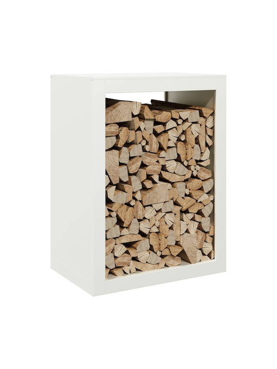 vidaXL Μεταλλικό Ράφι Αποθήκευσης Ξύλων 60x40x80cm Λευκό