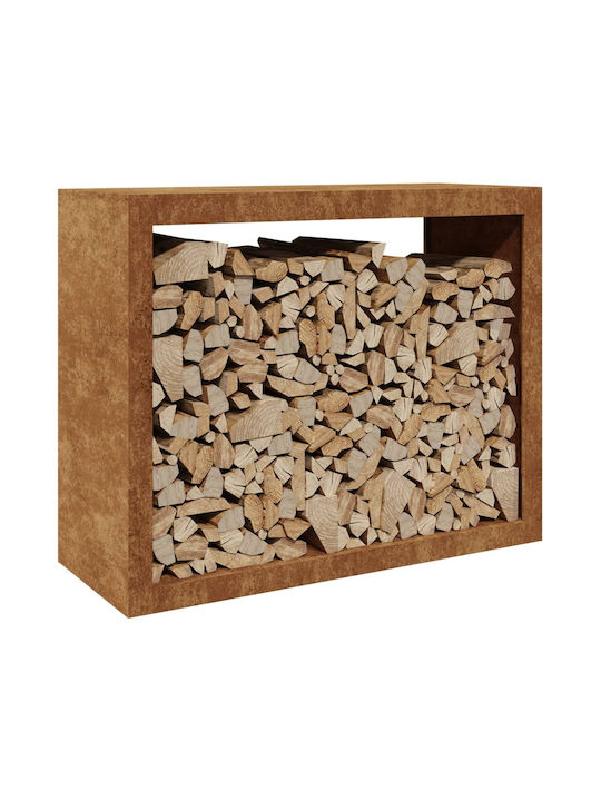 vidaXL Μεταλλικό Ράφι Αποθήκευσης Ξύλων 100x40x80cm Καφέ