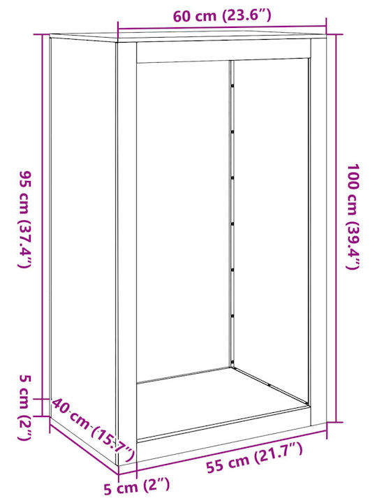 vidaXL Metallic Shelf Wood Storage 60x40x100cm Brown
