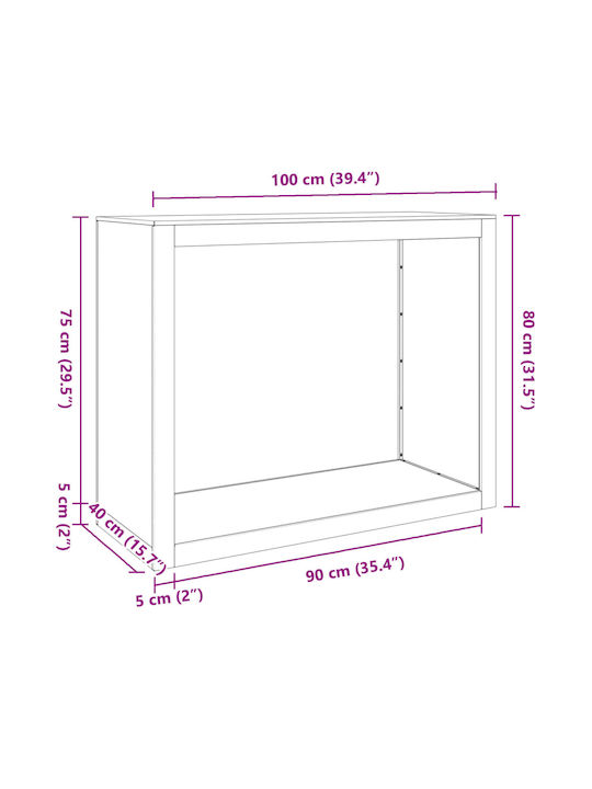 vidaXL Metalic Raft Depozitare lemne 100x40x80cm Alb