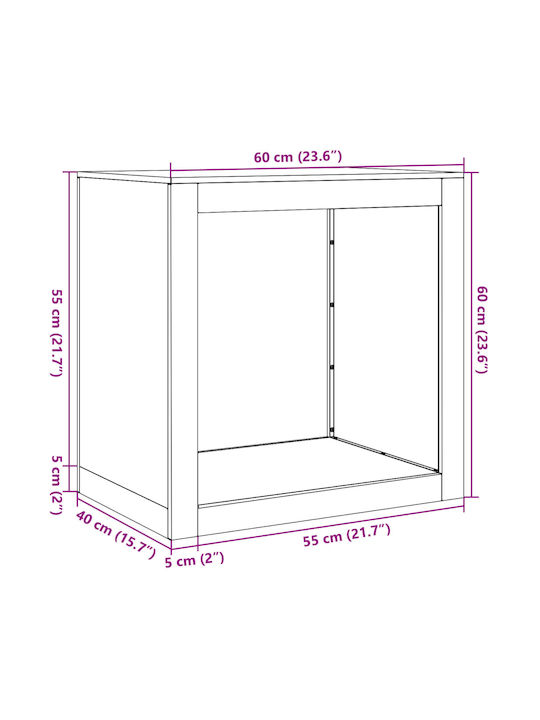 vidaXL Металик Рафт Съхранение на Дърва 60x40x60см Бял
