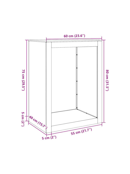vidaXL Металик Рафт Съхранение на Дърва 60x40x80см Сив