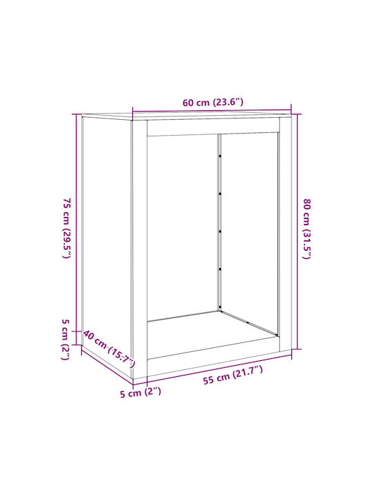 vidaXL Μεταλλικό Ράφι Αποθήκευσης Ξύλων 60x40x80cm Καφέ