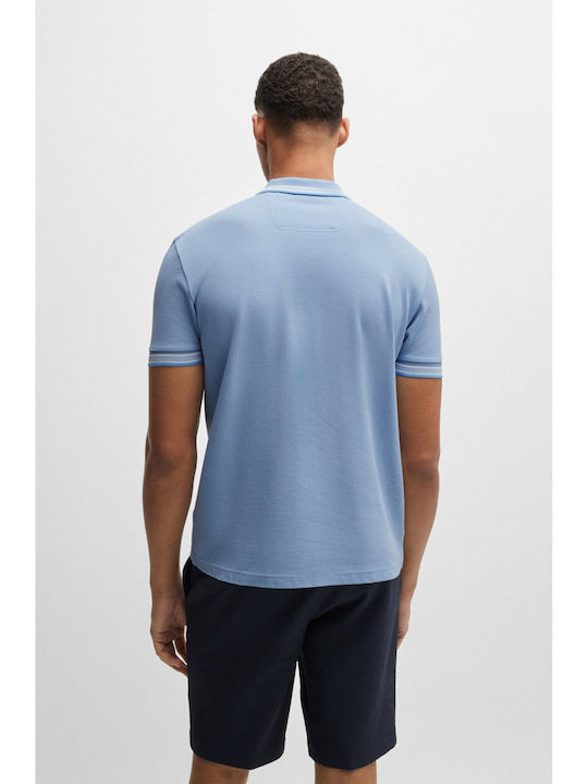 Hugo Boss Men's Short Sleeve Blouse Polo Open Blue