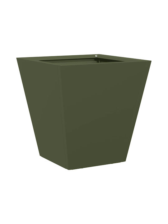 vidaXL Set 2 Planters Metal Olive, Green
