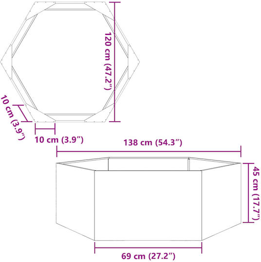 vidaXL Кутия за саксии Метал Бял 138x120x45см.