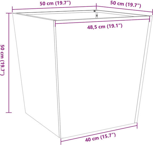 vidaXL Planter Box Metallic Charcoal 50x50x50cm.