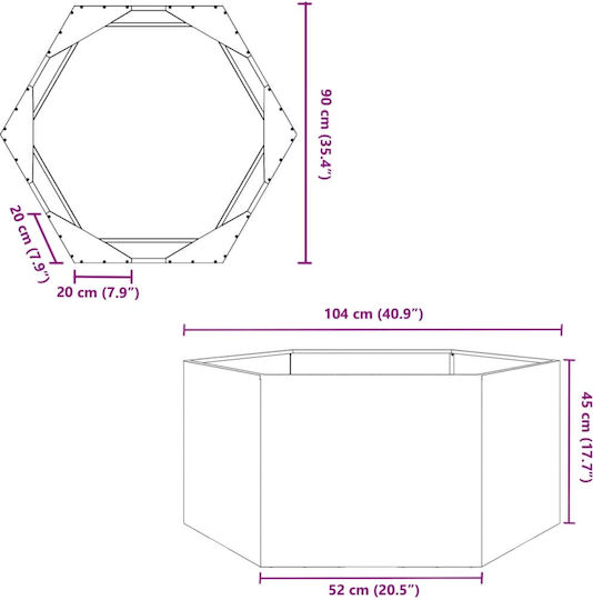 vidaXL Ζαρντινιέρα Μεταλλική Ασημι 104x90x45εκ.
