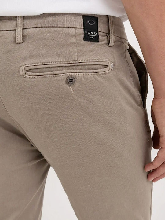 Zeumar Παντελόνι Chino Ελαστικό σε Slim Εφαρμογή Sand