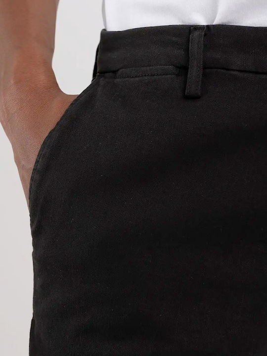 Zeumar Παντελόνι Chino Ελαστικό σε Slim Εφαρμογή Μαύρη