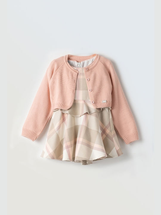 Evita Kids Dress Checked Pink