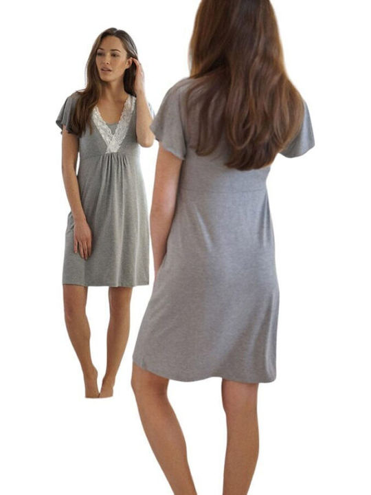 Queen Mother Nightgown Maternity & Nursing Light Gray