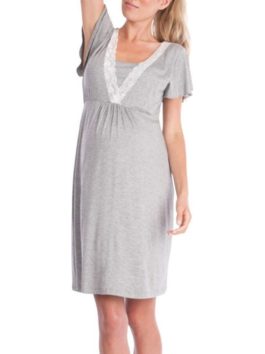 Queen Mother Nightgown Maternity & Nursing Light Gray