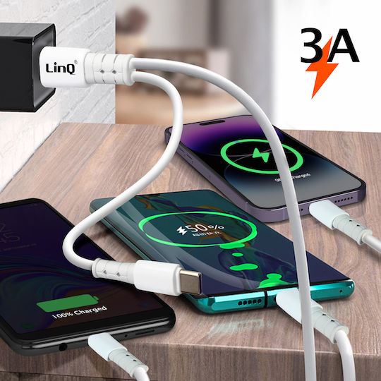 LinQ Regular Cablu USB la Lightning / Type-C / micro USB cu mai multe porturi Negru 1.2m (TPC9133)