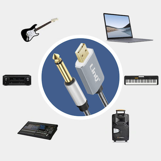 LinQ USB 2.0 Cable USB-A male - 3.5mm male Γκρι 3m KL6308U