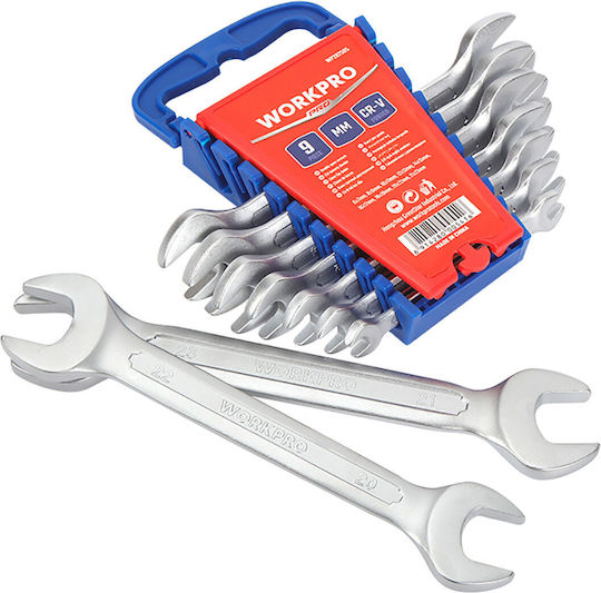 WorkPro Set of 9 German Wrenches with Head Sizes from 6mm to 23mm