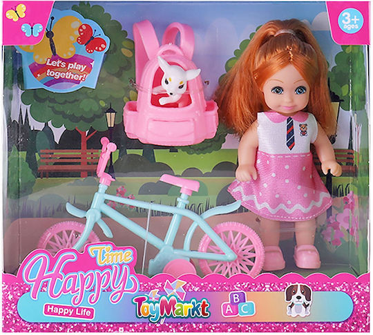 ToyMarkt Puppenset Fahrrad & Haustier 11cm.