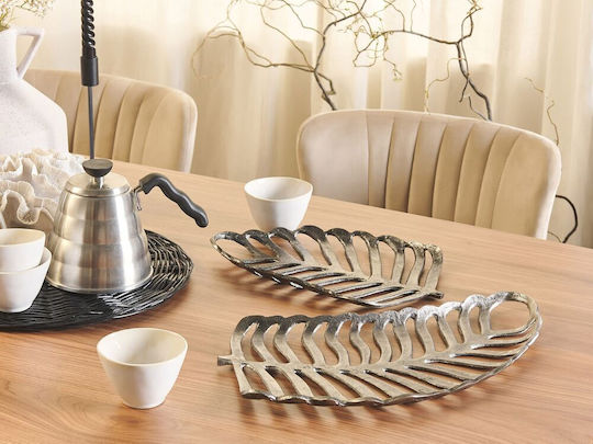 Beliani Set Platouri Decorative din Argint Argintiu 2 Bucăți