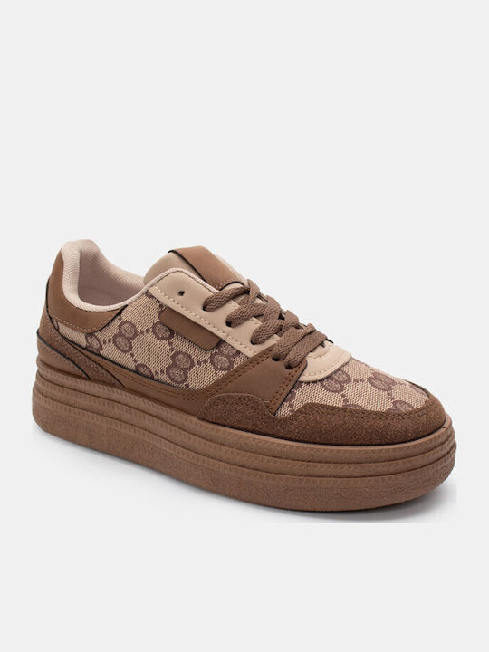 Damen Flatforms Sneakers Dark Brown