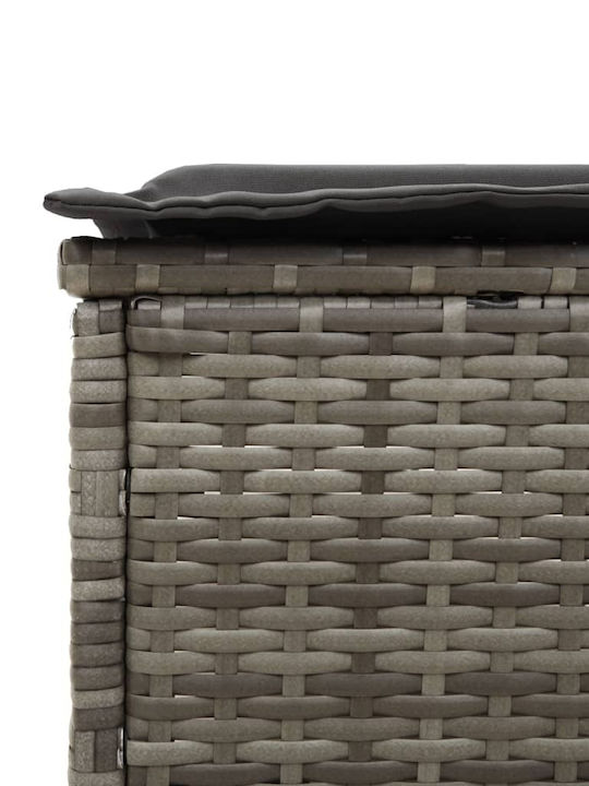 Ξαπλώστρα Rattan με Μαξιλάρι Γκρι 3τμχ 198x55x39εκ.