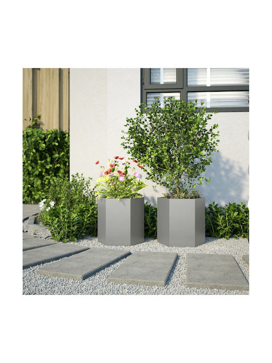 vidaXL Planter Box 46x45cm Set 2pcs Silver 851117