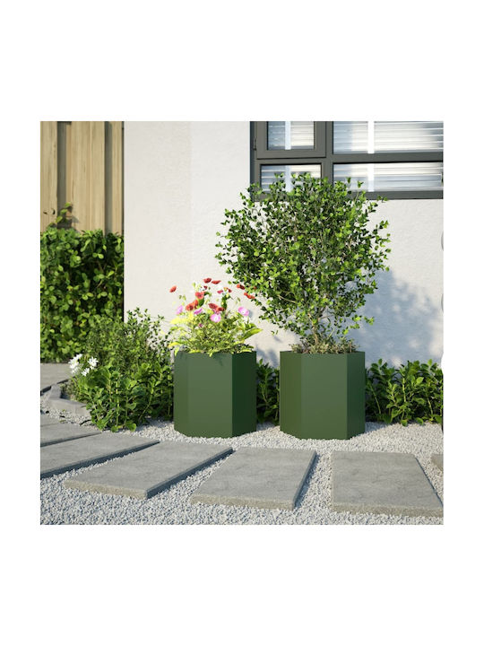 vidaXL Planter Box 46x45cm Set 2pcs Olive Green 851115